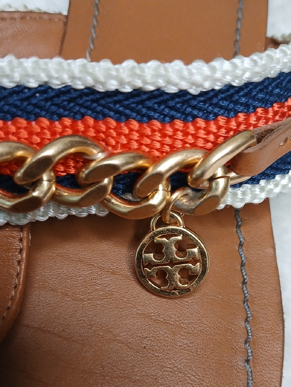Tory Burch Mini Benton Chain Band Thong Sandals Size 7.5 - Picture 12 of 12